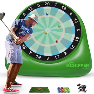 Bull Chipper | Giant Golf Darts (Over 6ft Tall) with 10+ Golf Games | Golf Chipping Game with Air Pump Included | Yard Games | Outside Games