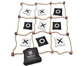 Giant Tic Tac Toe Bean Bag Toss Game | 3ft x 3ft | Instant Setup | Tic Tac Toe Outdoor Game with Rope Game Board | Large Tic Tac Toss Across