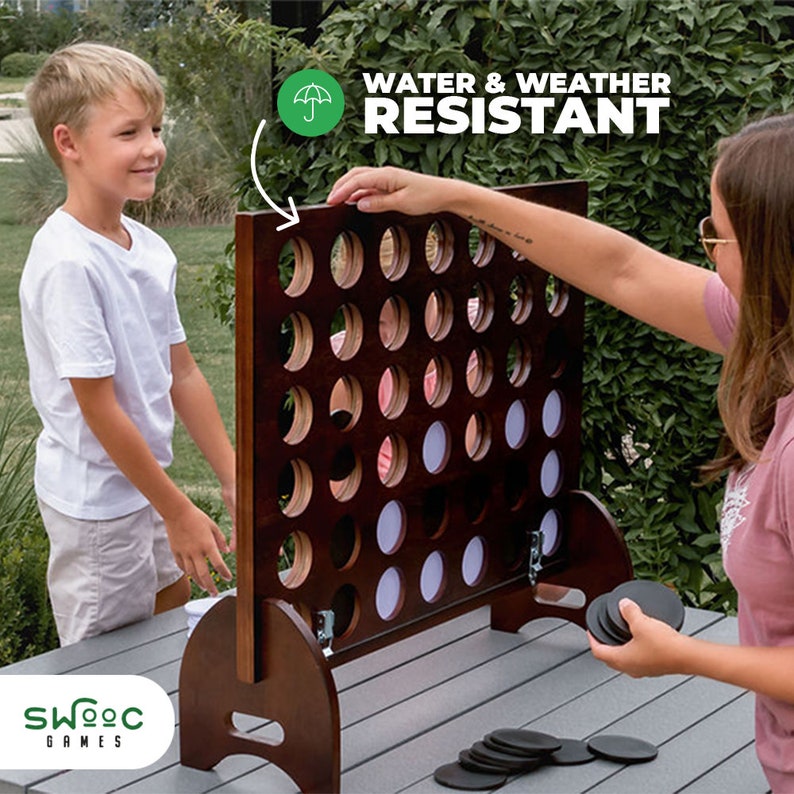 Giant Four in a Row All Weather Outdoor Game with Carrying Case and Noise Reducing Design 60% Quieter Jumbo Connect 4 Discs To Win image 4