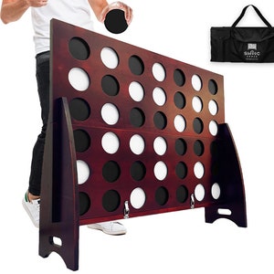 XL Giant 4 In A Row (4ft x 3ft) - All Weather with Carrying Case and Noise Reducing Design - 60% Quieter - Giant Connect 4 Discs To Win