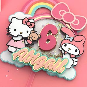 Rainbow Kitty cake topper decor, Kitty and Friends decorations, Kitty and friends cake topper, Rainbow Kitty party decorations
