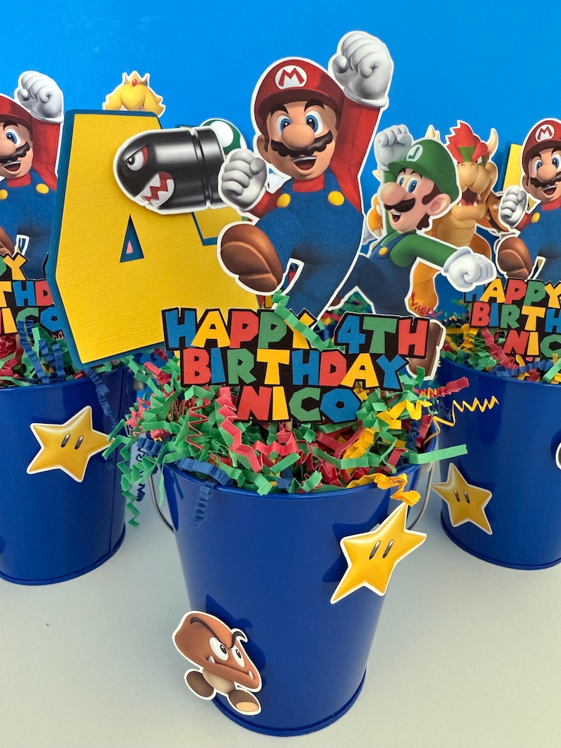 Mario Bros Birthday Centerpiece, Party Decor 画像 1