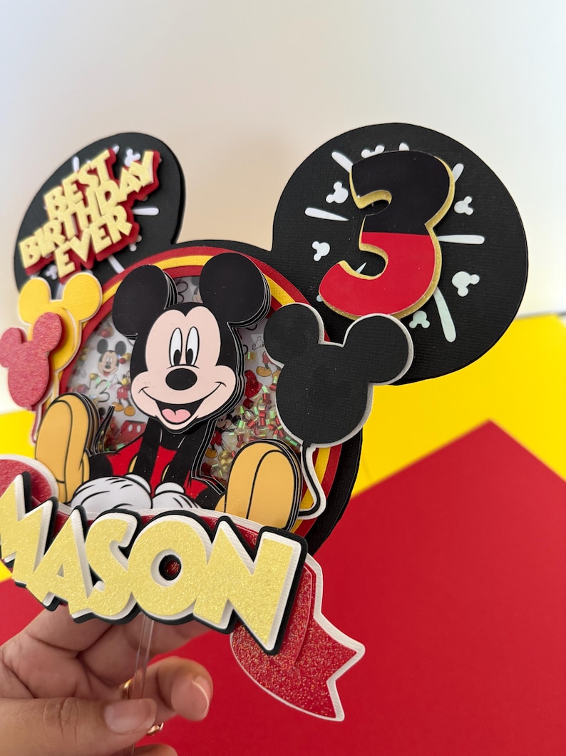 Mickey Rey Topper Custom Mickey Mouse Cake Topper, Glitter Cardstock, Birthday Party - Etsy