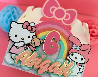 Personalized Rainbow Kitty Favor Boxes, Birthday Party Decor
