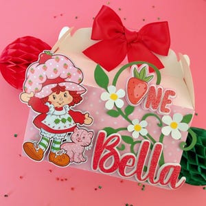 Berry 1st birthday decorations, Strawberry birthday, Strawberry Shortcake favor box, Berry First Birthday decor, Strawberry theme party