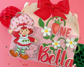Strawberry Shortcake Favor Box, Berry First Birthday Party Decor