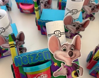 Personalized Chuck E Cheese Party Favors, Chuck E Cheese's party decor, decorations, Chuck E Cheese's favor box