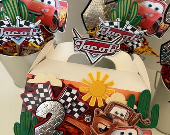 McQueen Tow Mater favor boxes, Lightning McQueen custom party decor