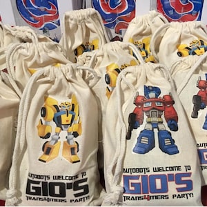 Transformers favor bags, Bumble Bee Optimus Primer birthday, Optimus Prime decorations, Transformers party decor, Transformers favor boxes