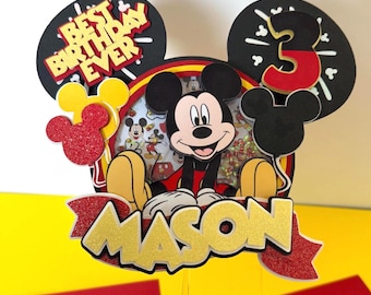 Custom Mickey Mouse Cake Topper, Glitter Cardstock, Birthday Party
