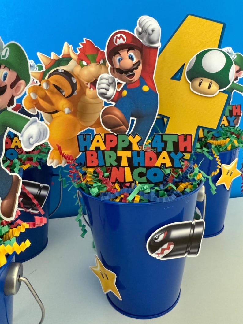 Mario Bros Birthday Centerpiece, Party Decor 画像 2