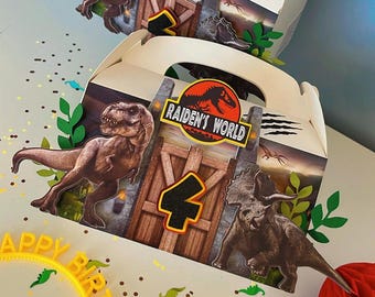 Dinosaur favor box, Jurassic World Birthday party decor,  Dinosaur birthday, Jurassic world favor box, Jurassic Park favor box , Dino theme