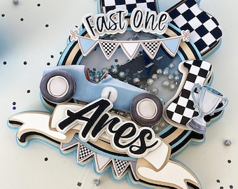 Personalized Race Car Cake Topper: Fast One/Two Fast Birthday Decor