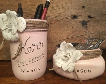 Cubicle Decor-Office Decor For Women-Office Organization-Desk Organization-Office Desk Accessories-Mason Jar Centerpieces-Mason Jar Vase