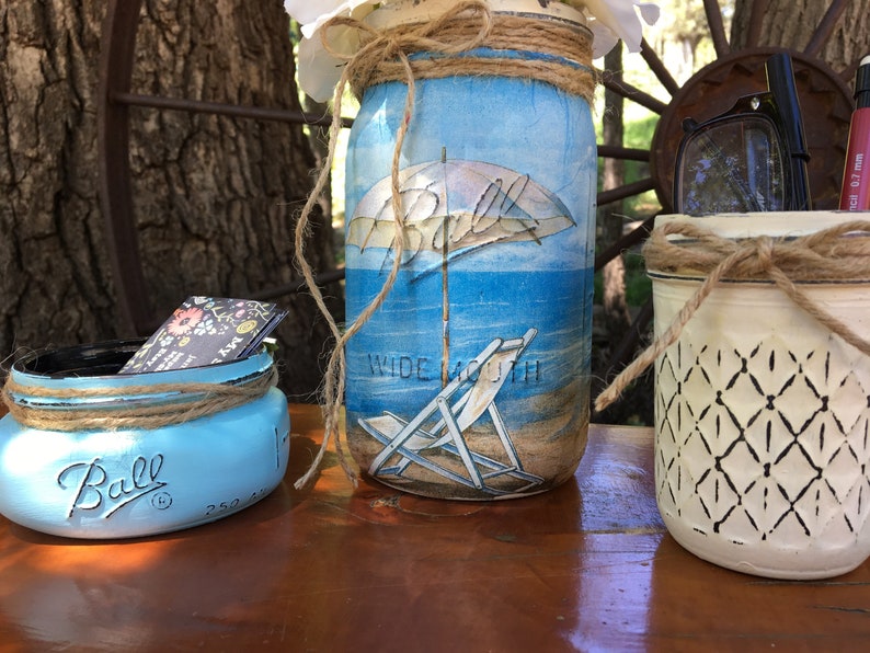 Cubicle Decor Beach Gift Office Organization Desk Accessories Mason Jar Centerpieces Vase
