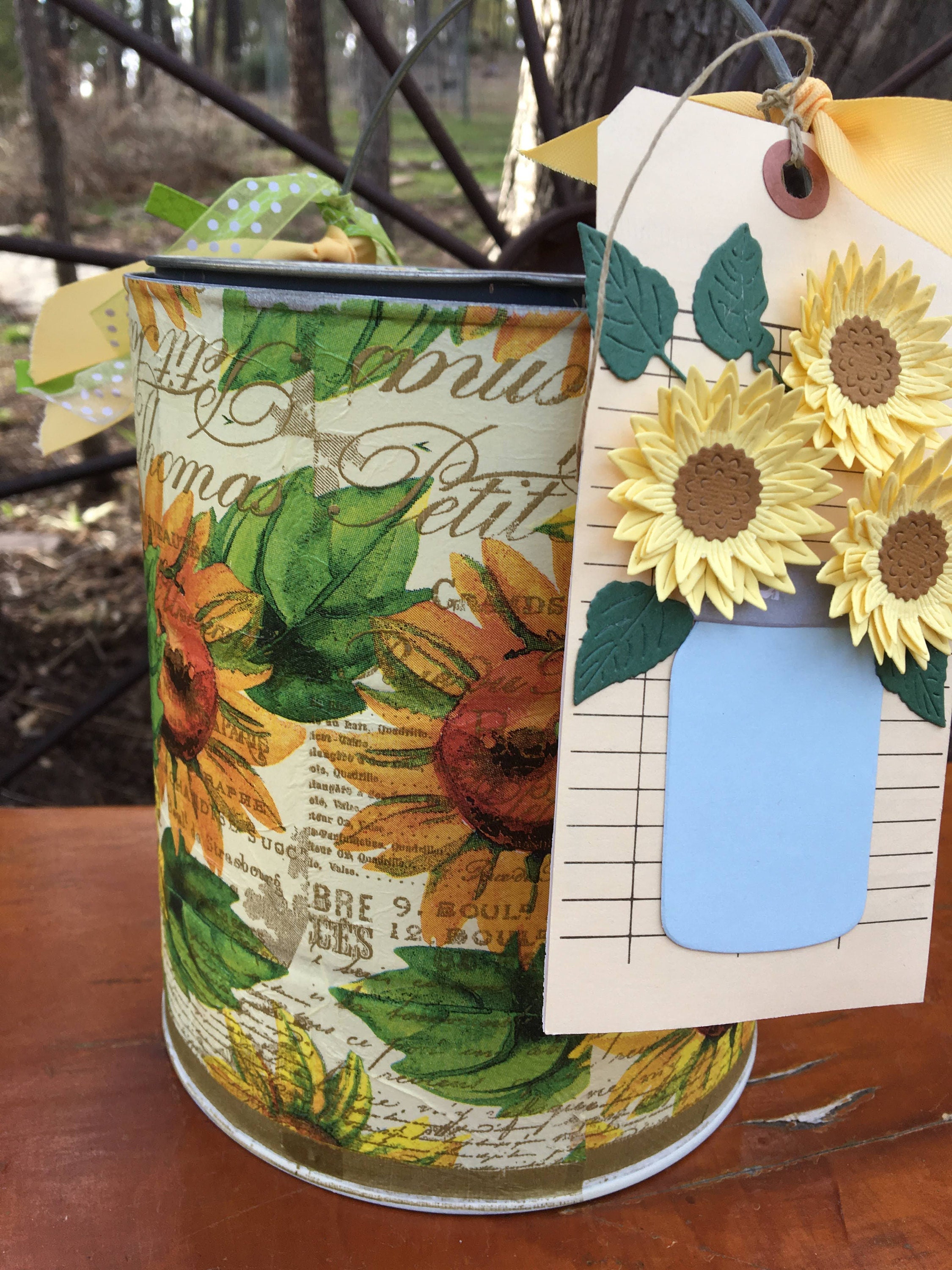 Sunflower Decor Sunflower Gift Gift Can Flower Arrangement Etsy.de