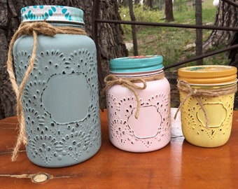 Mason Jar Desk Set, Mason Jar Desk Organizer, Mason Jar Desk Acessories, Mason Jar Pencil Holder, Mason Jar Busines Card Holder, Mason Jar