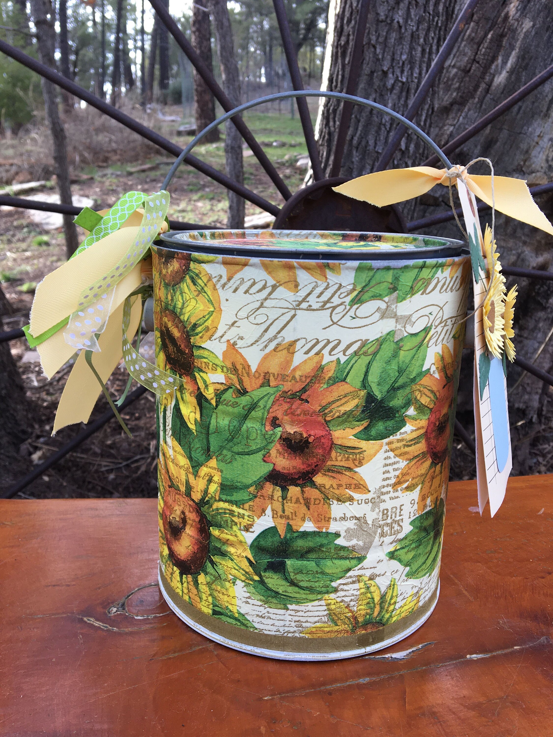 Sunflower Decor Sunflower Gift Gift Can Flower Arrangement Etsy