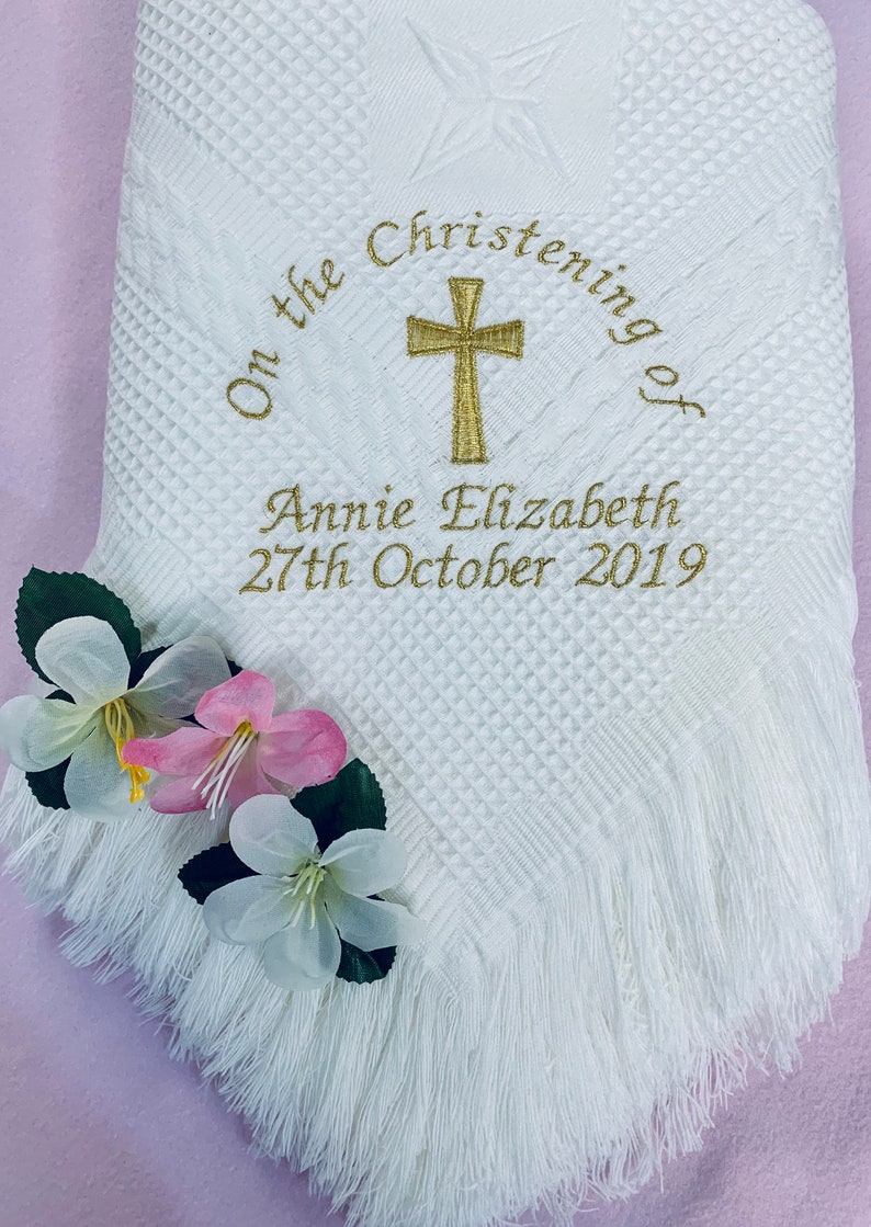 Personalised Baby Shawl Christening, Baptism, Naming Day image 5