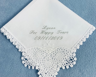 Ladies Personalised Lace Handkerchief