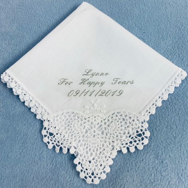 Ladies Personalised Lace Handkerchief