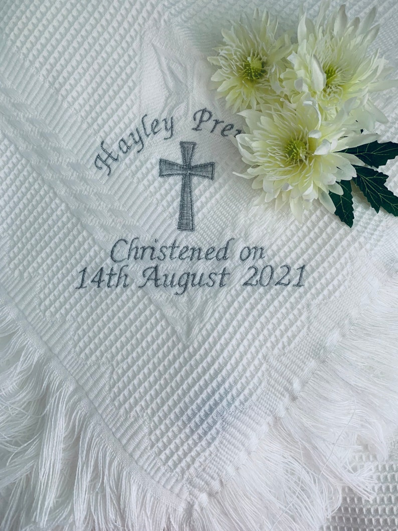 Personalised Baby Shawl Christening, Baptism, Naming Day image 3