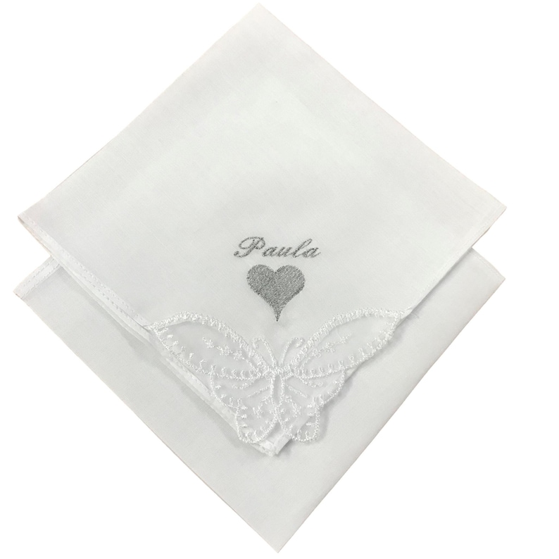 Ladies Personalised Handkerchief with heart image 1