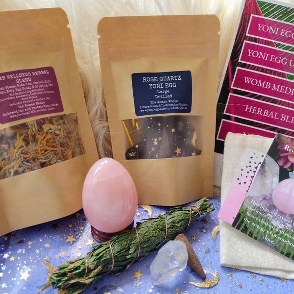 Sacred Womb Collection & E-Guide| Yoni Egg of Your Choice, Herbal Steam, massage oil, Sagebrush Bundle, Online Instructions, and Meditations