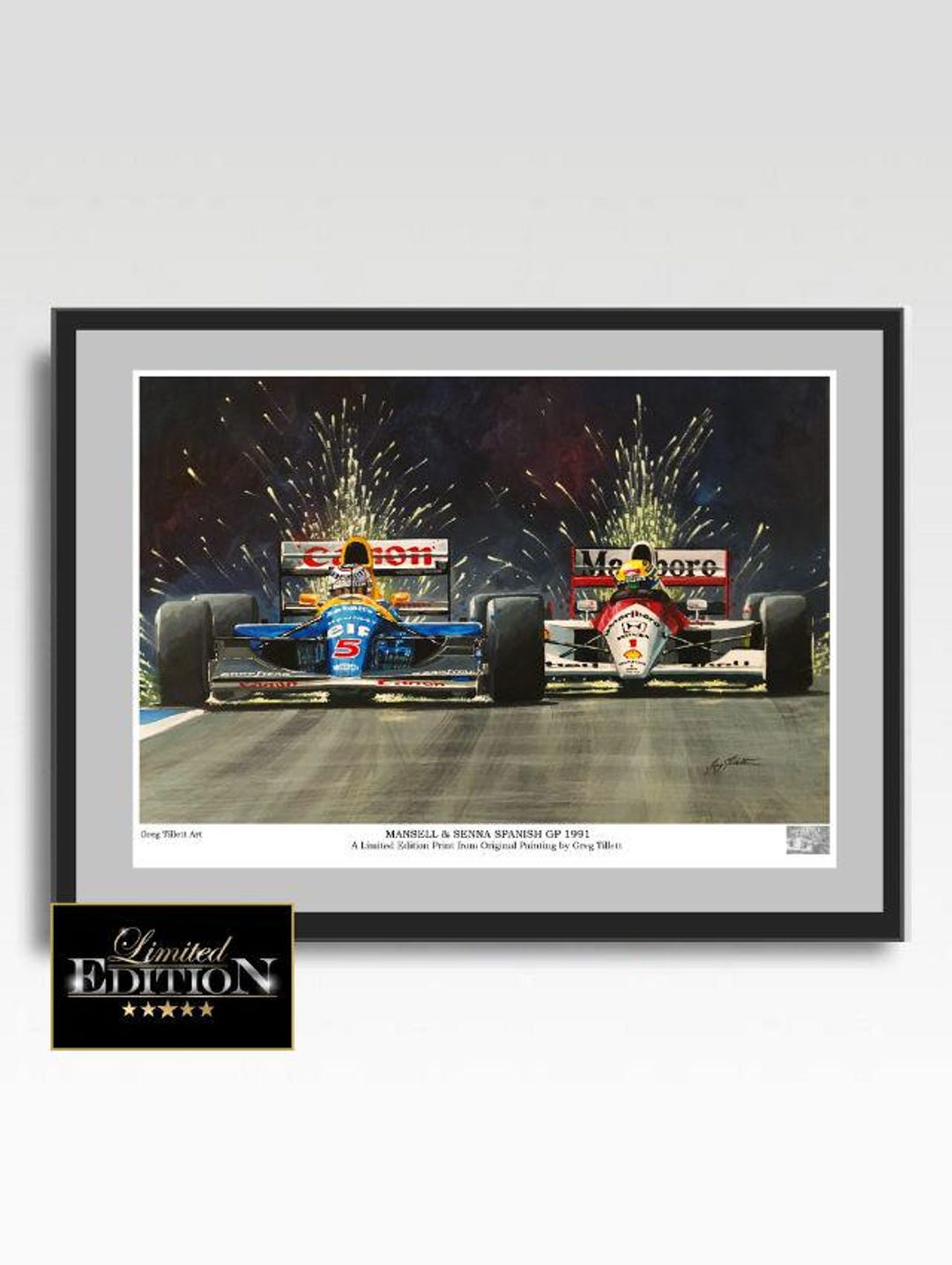 Ayrton Senna & Nigel Mansell - Spanish GP 1991 F1 Art Print