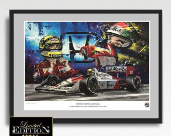 Ayrton Senna A3 Art Print: Limited Edition F1 Poster, Hand Signed