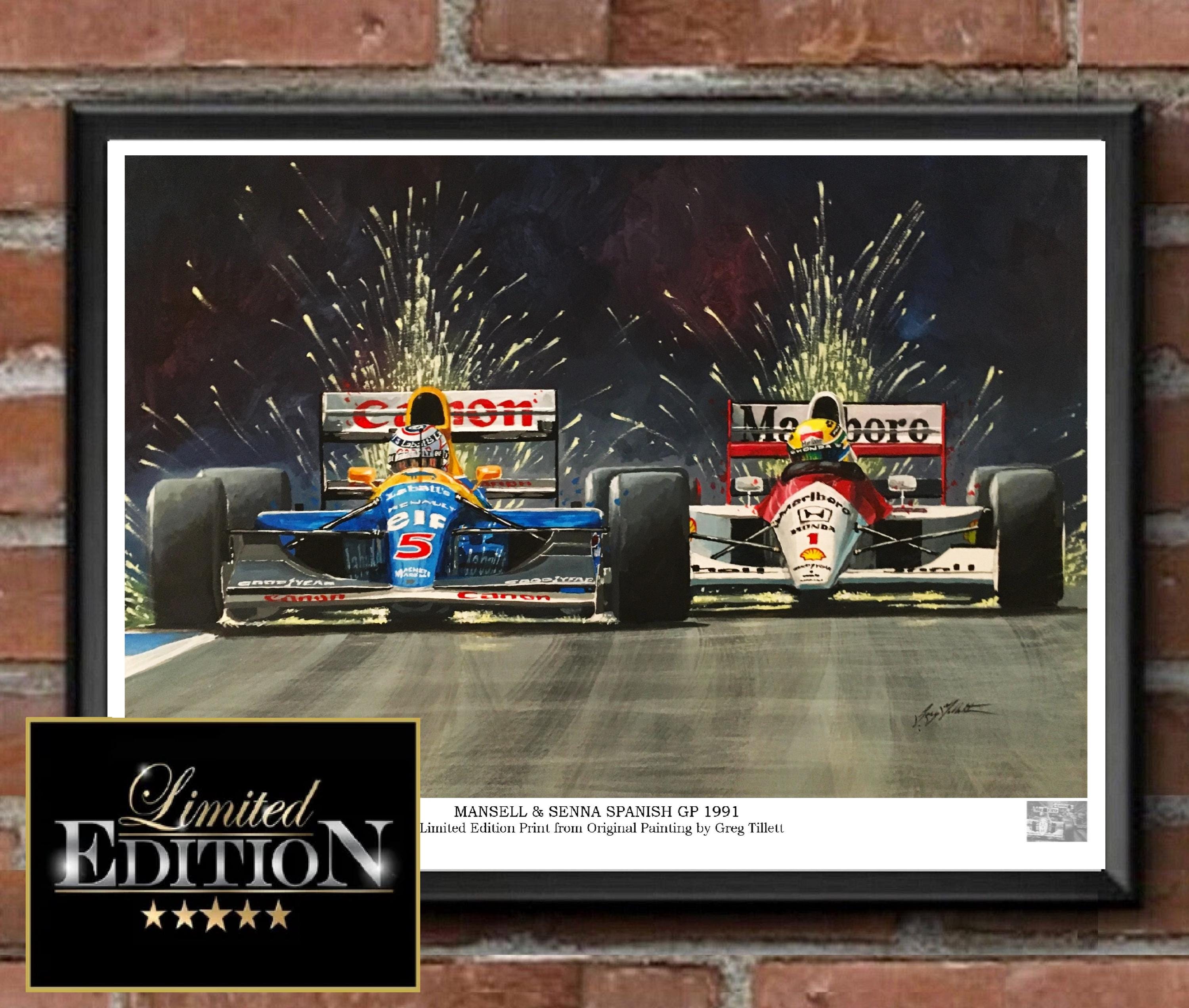 Ayrton Senna & Nigel Mansell - Spanish GP 1991 F1 Art Print