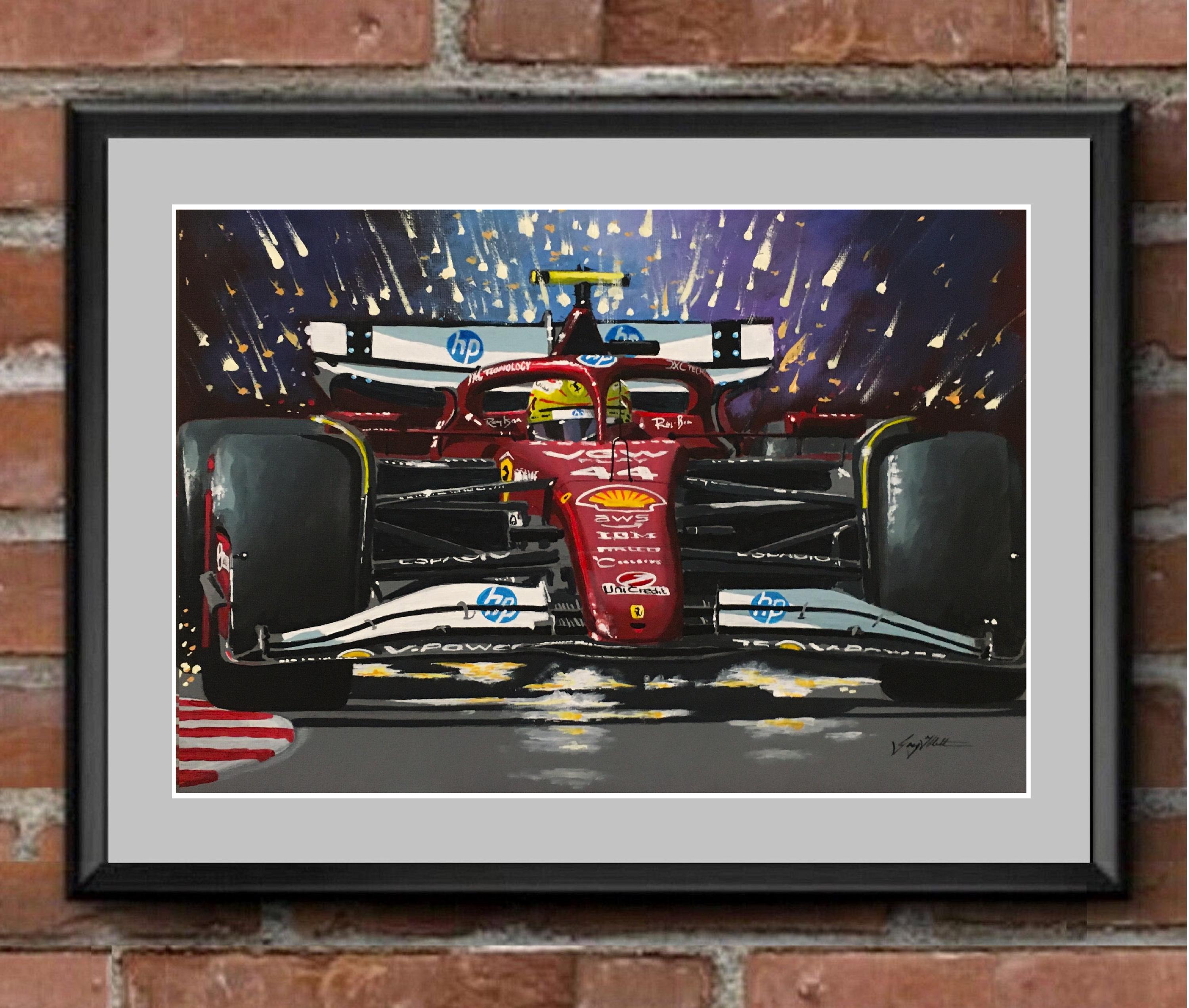 Lewis Hamilton Ferrari SF25 F1 Art by Greg Tillett Printed on
