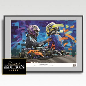 Lando Norris & Lewis Hamilton Limited edition art print from an original painting by Greg Tillett Formula one F1 Poster signed by artist