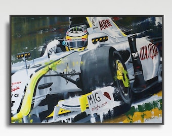 JENSON BUTTON A3 art print from an original painting by Greg Tillett F1 Formula One Gift Poster Wall Art