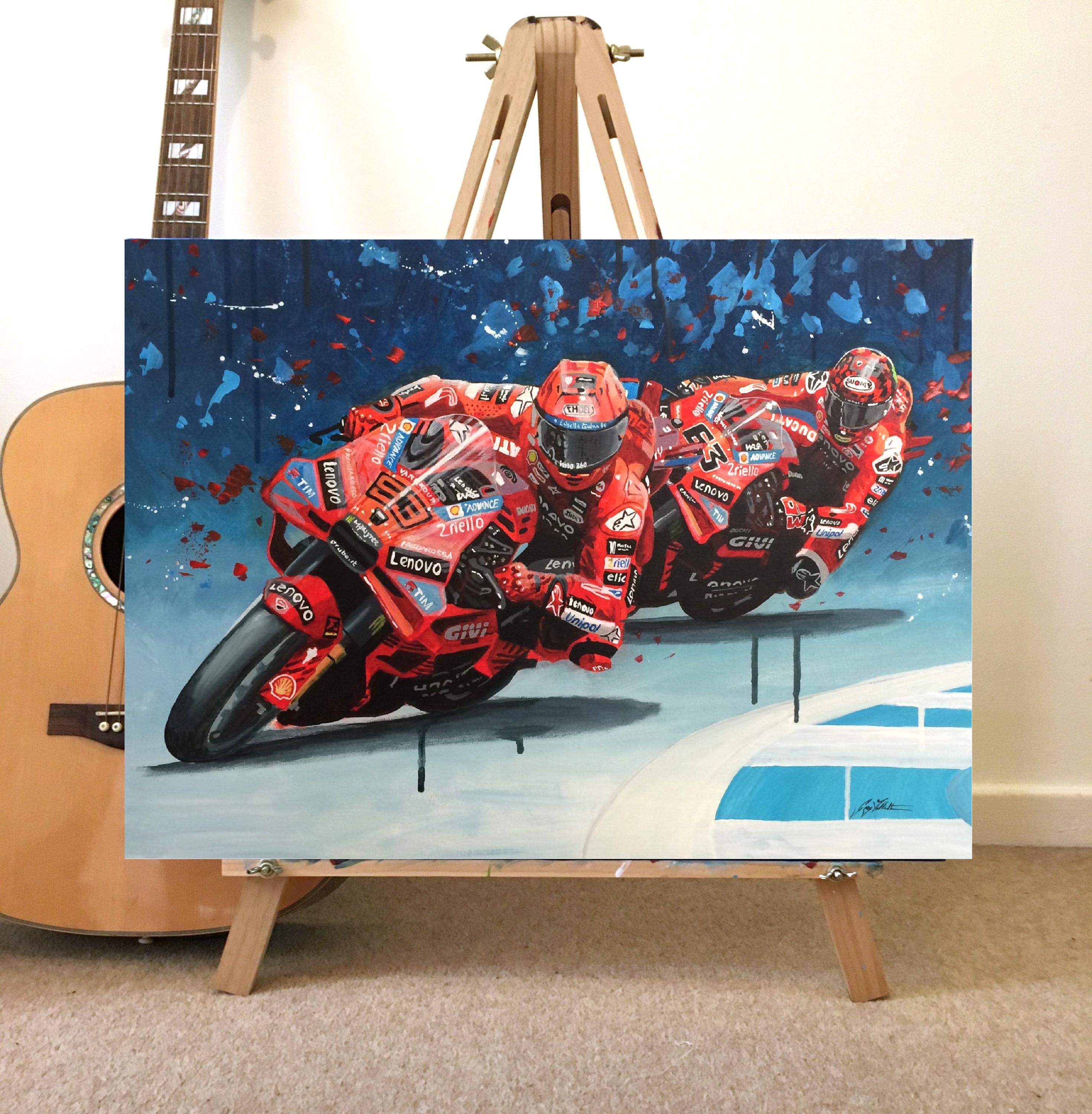 Marc Marquez & Francesco Bagnaia, Art Print on Paper or Stretched