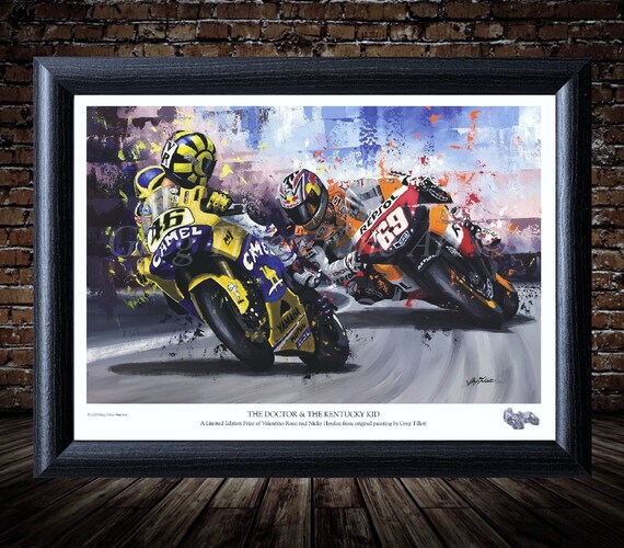 valentino rossi nicky hayden limited edition art print from an etsy