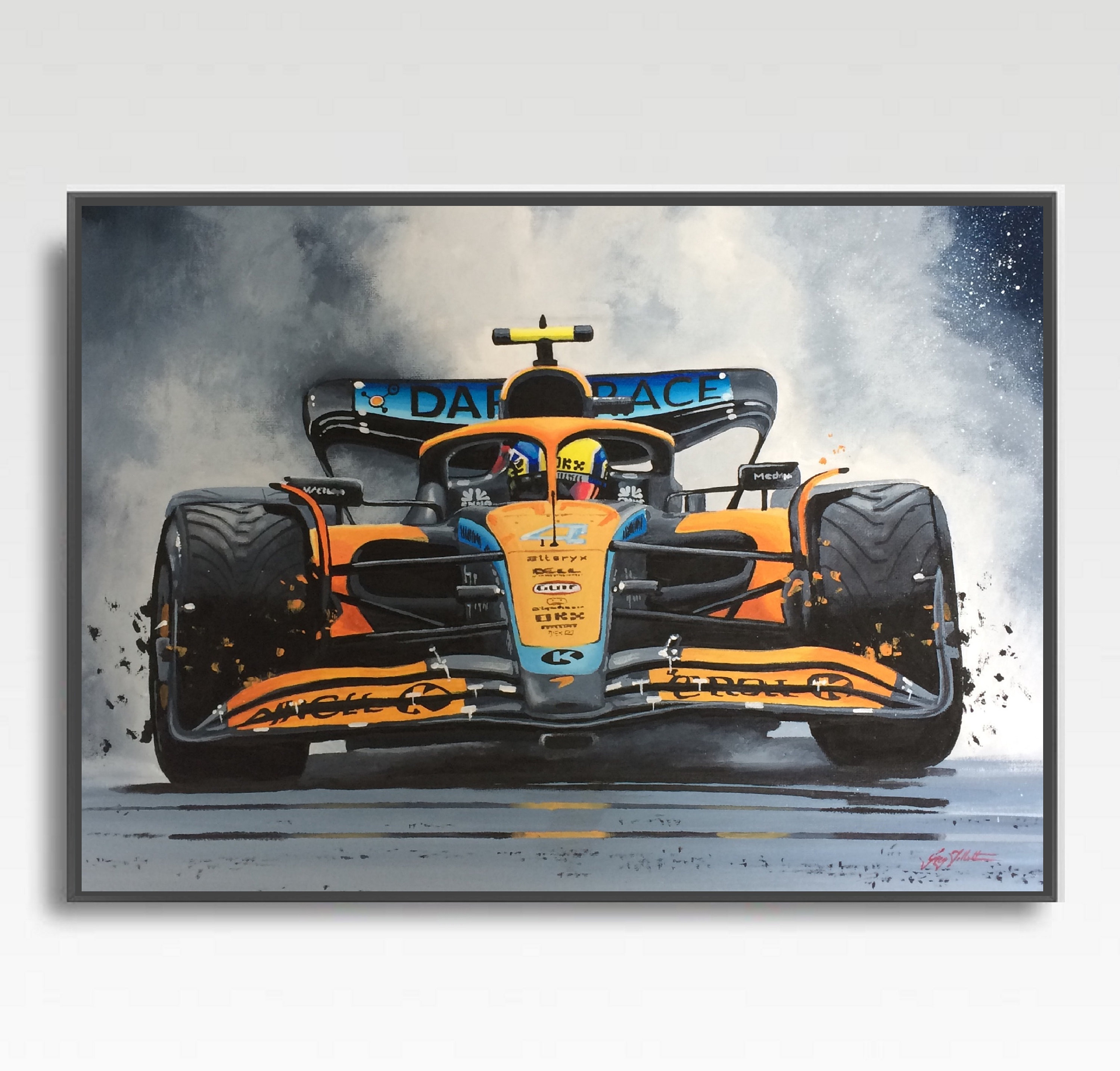 LANDO NORRIS A3 art print from an original painting by Greg Tillett F1 Formula One Gift Poster Wall Art