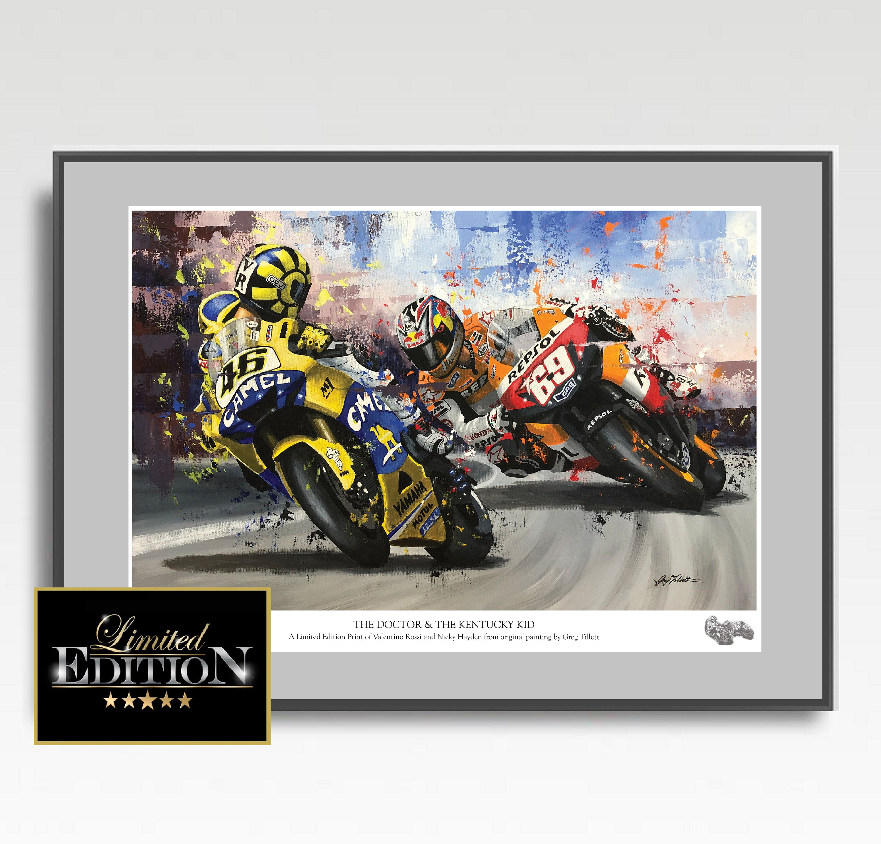 Valentino Rossi & Nicky Hayden MotoGP Art Print: Limited Edition A3