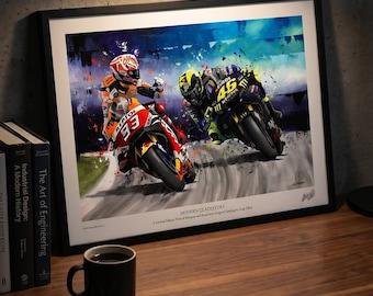 Valentino Rossi Art Print: MotoGP Yamaha M1 Poster, Signed Limited Edition