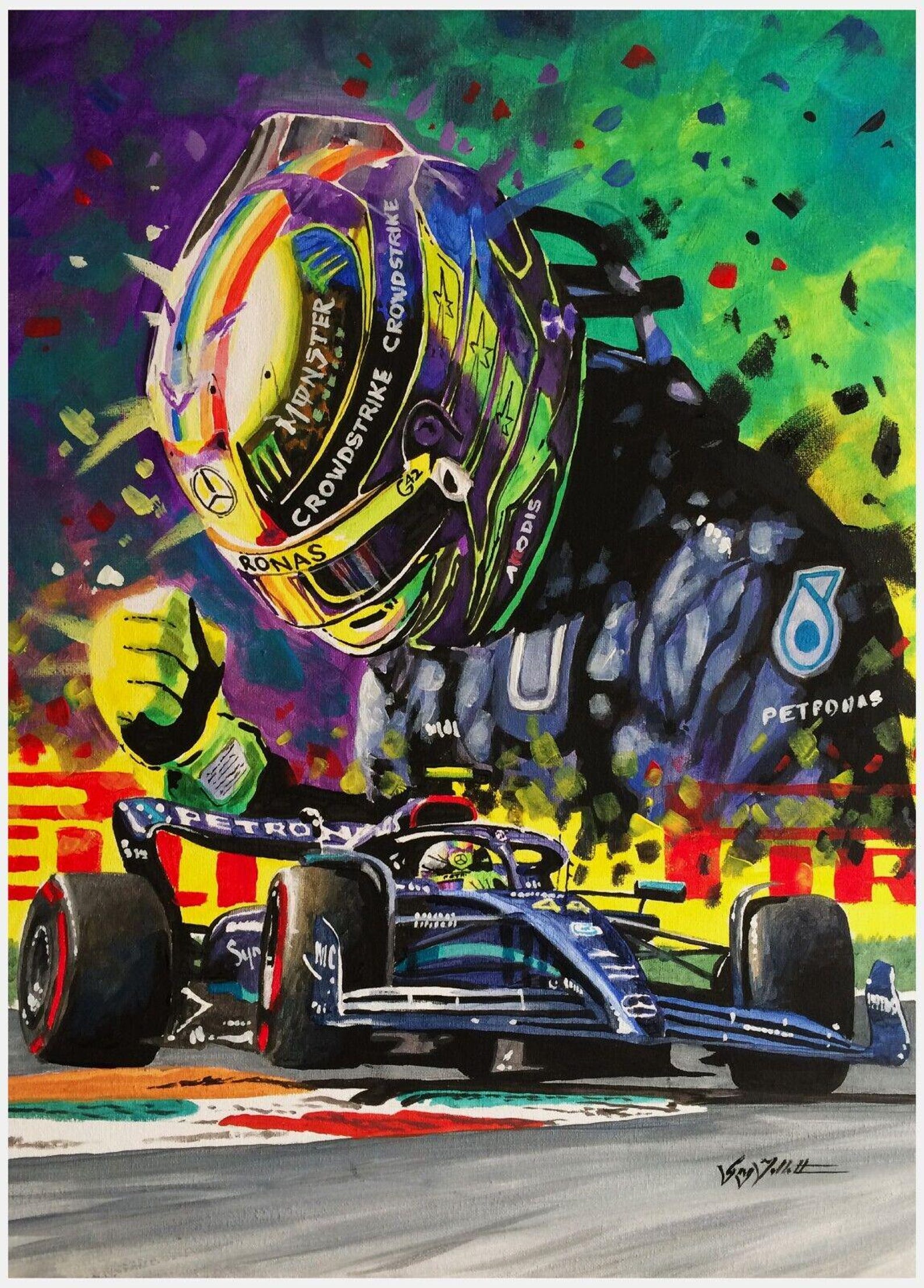 LEWIS HAMILTON Car Art Print From an Original Painting by Greg Tillett ...