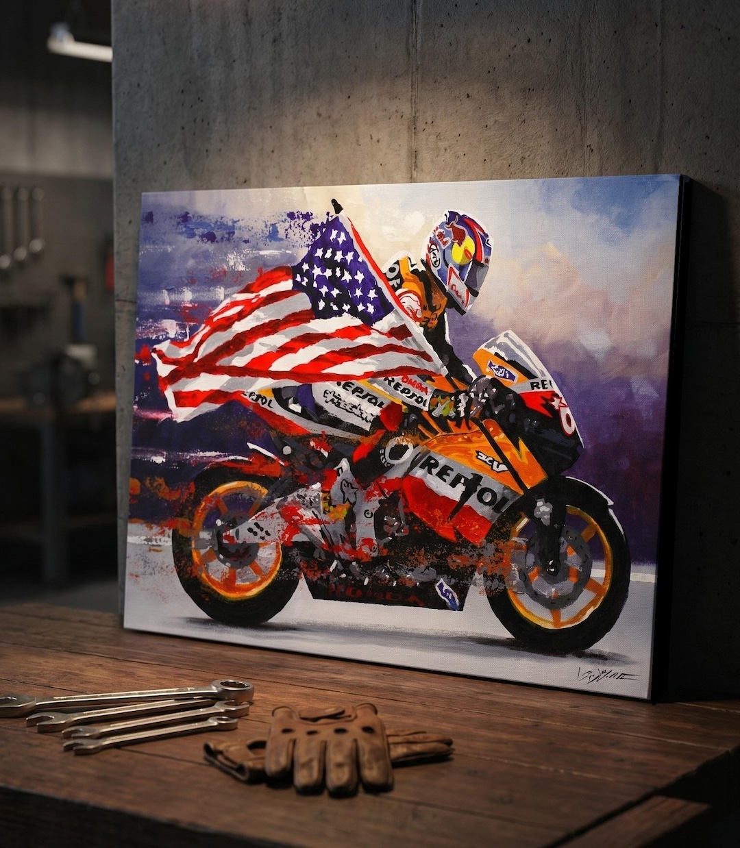 Nicky Hayden Art Print on Paper or Stretched Canvas Motogp
