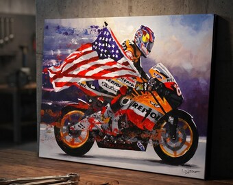 Nicky Hayden Art Print on Paper or Stretched Canvas Motogp
