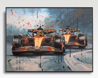 Lando Norris & Oscar Piastri A3 art print from an original painting by Greg Tillett F1 Formula One Gift Poster Wall Art