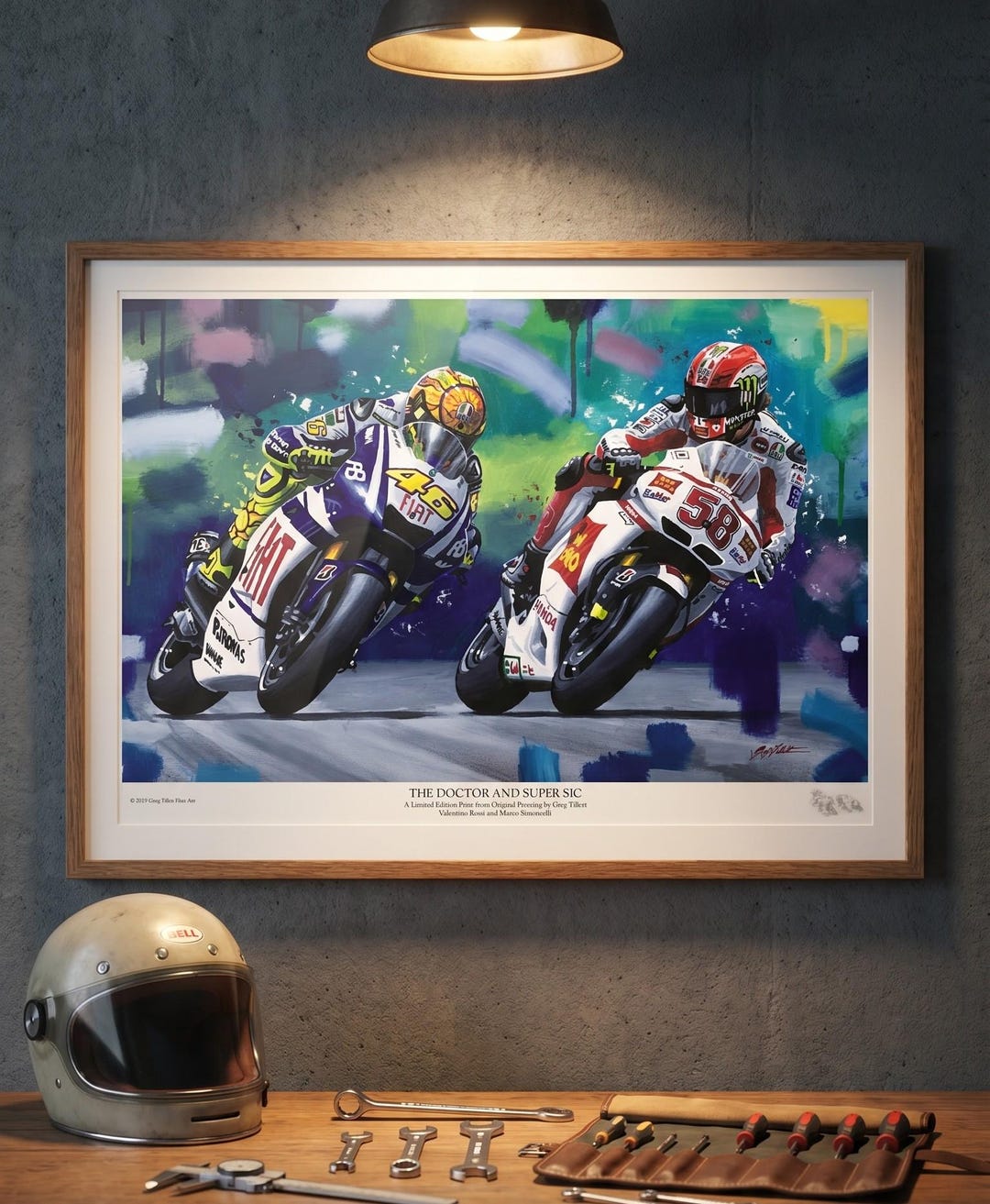Valentino Rossi & Marco Simoncelli Art Print: Motogp Limited