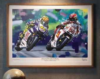 Valentino Rossi & Nicky Hayden Motogp Art Print: Limited Edition
