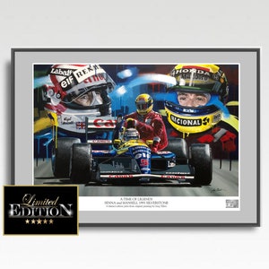 Senna vs Mansell F1 Kunstdruck: Silverstone 1991 Limitierte Auflage