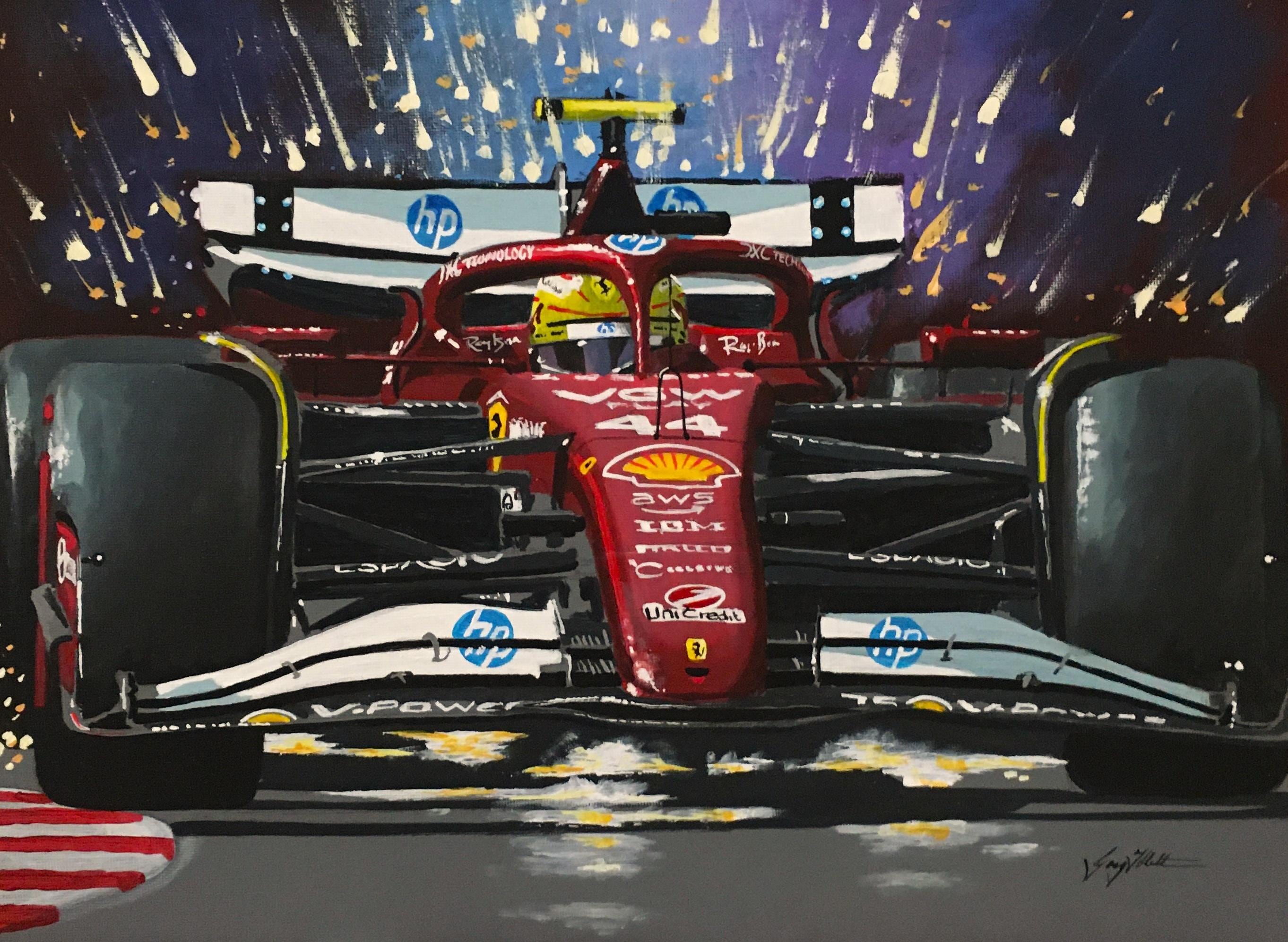 Lewis Hamilton Ferrari SF25 F1 Art by Greg Tillett Printed on