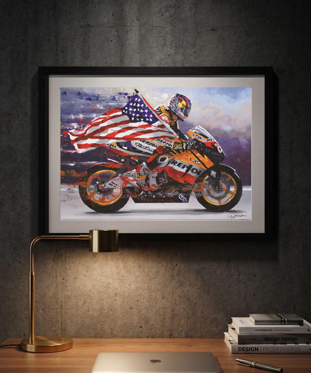 Nicky Hayden Art Print on Paper or Stretched Canvas Motogp