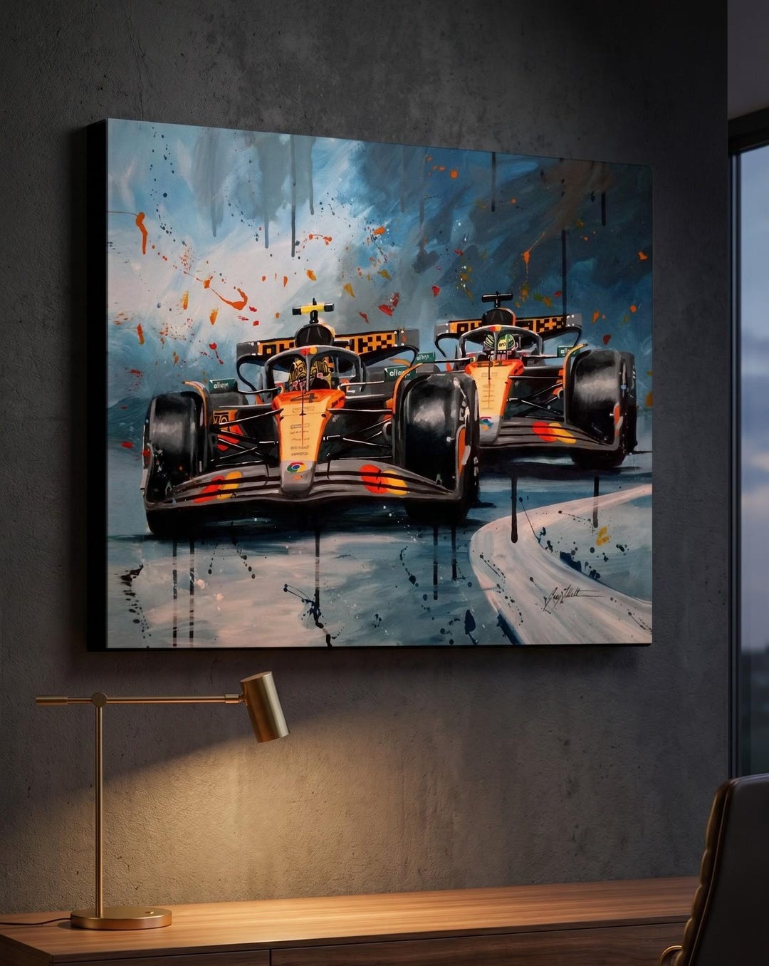 【一点物イラストアート】Who's next【F0号】現代アート,レジン Lando Norris & Oscar Piastri F1 Art Print on Paper or Stretched