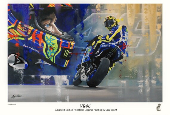 Valentino Rossi Limitierte Auflage Kunstdruck Motogp By Greg Etsy
